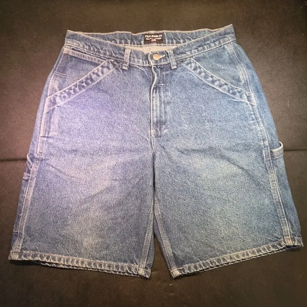 Vintage Polo Jeans Co Ralph Lauren Carpenter Denim Shorts Mens 32 Y2K 90s Jorts